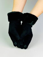 Dámske rukavice s mini nášivkou čierne