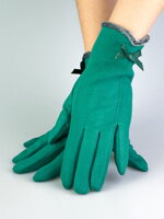 Dámske zelené rukavice z brúsenej kože 