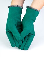 Dámske zelené rukavice z brúsenej kože 
