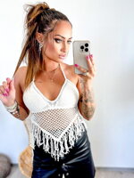 Štýlový dámsky madeirový croptop biely 