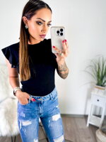 Top v čiernej farbe s krátkym rukávom