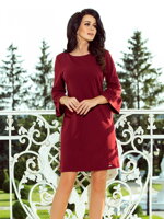 dámske šaty, šaty s rozšíreným rukávom, červené šaty, luxusné, pohodlné, praktické, elegantné, štýlové, elegantné, bordové šaty, bordo