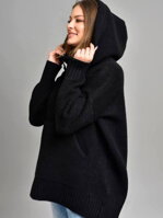 Dámsky sveter s klokaním vreckom BUENO black