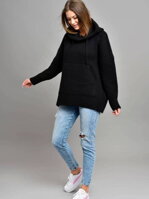 Dámsky sveter s klokaním vreckom BUENO black