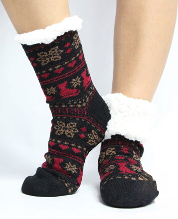 Dámske vianočné ponožky korčuľa  EJ-201 čierna 