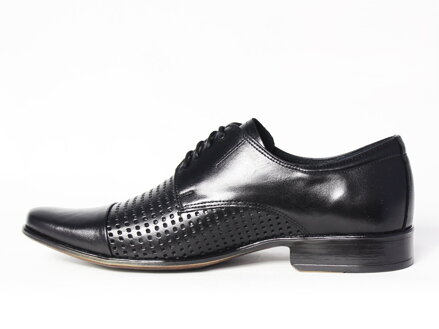 Elegantné topánky - kožené model 218 - čierne