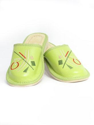 Dámske kožené papuče model 34 zelené 