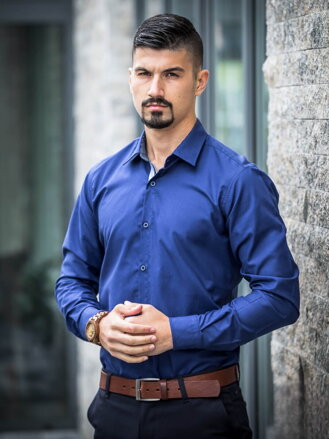 Tmavomodrá pánska košeľa VS-PK-1852