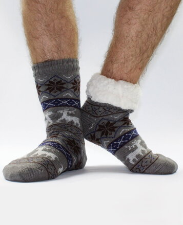 Pánske termo ponožky - protišmykové 13 sobík svetlo sivé
