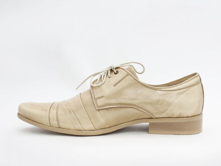 Pánske spoločenské kožené topánky biele so zlatým nádychom 116