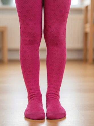Dievčenské pančuchy s mini srdiečkami fuchsia