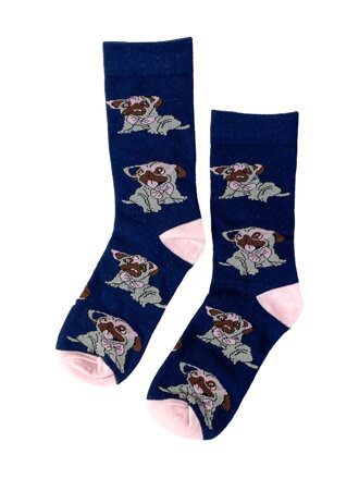 Tmavo-modré detské ponožky so psíkom 