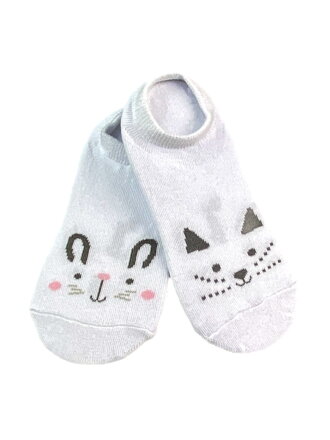 Dívčí botaskové ponožky bílé s kočkou