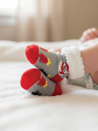 Ponožky pre babätká v sivej farbe snehuliak L024