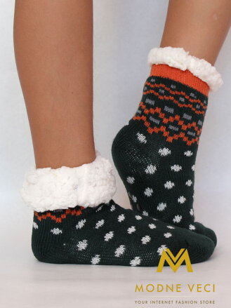 Úžasné detské teplé ponožky- proti šmykové tmavo zelené 1