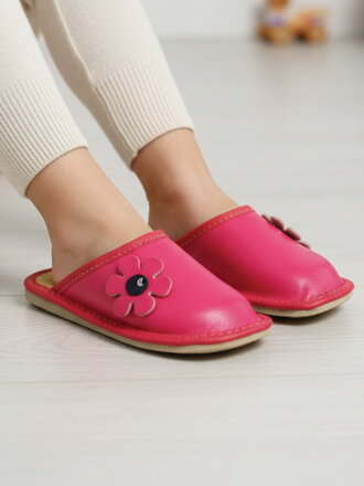 Detské papučky kožené, ružové 01 veľ.27-35