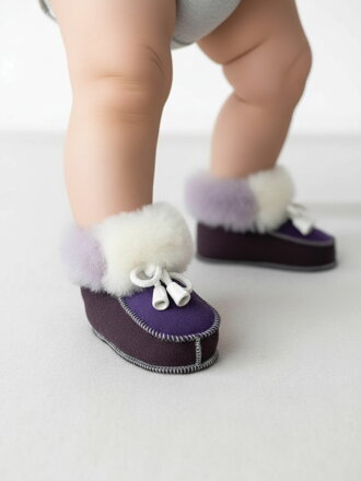 Teplé kožené capačky pre batoľatá veľ. o 6-12 mesiacov