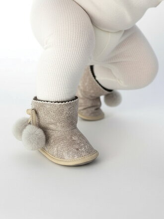 Teplé kožené capačky pre batoľatá veľ. o 6-12 mesiacov