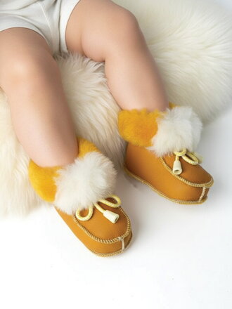 Teplé kožené capačky pre batoľatá veľ. o 0-12 mesiacov