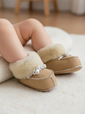 Teplé kožené capačky pre batoľatá veľ. o 0-12 mesiacov