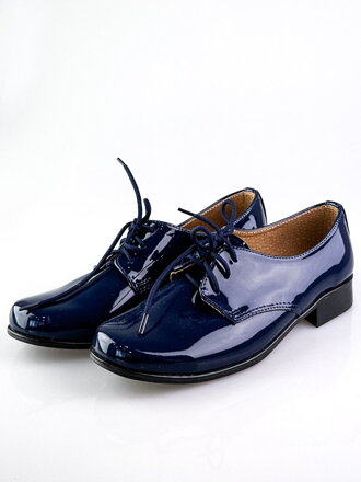 Chlapčenské detské spoločenské kožené topánky 99 L modré