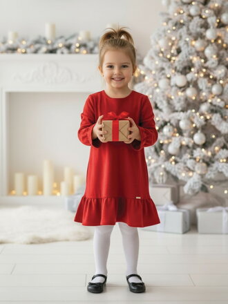 Detské velúrové červené šaty VSB VELIA