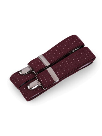 Burgundy pánske traky s bodkami 650255
