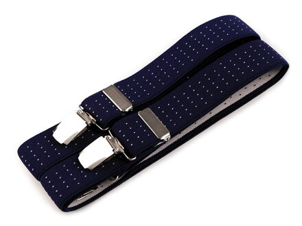 Traky šírka 3 cm dĺžka 125 cm 650255 tmavo-modré s bodkami