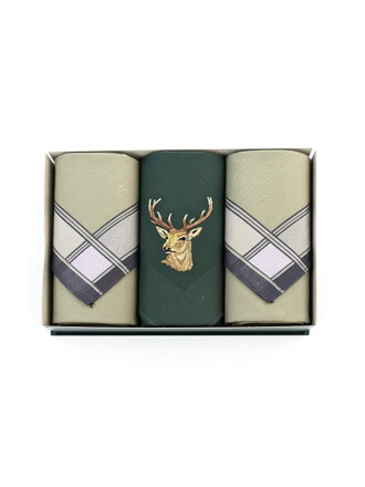 Pánske vreckovky s jeleňom v darčekovom balení 