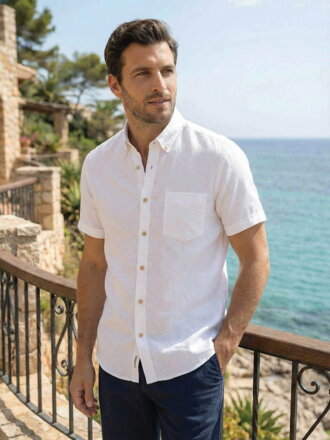 Pánska ľanová košeľa BUFFON biela 