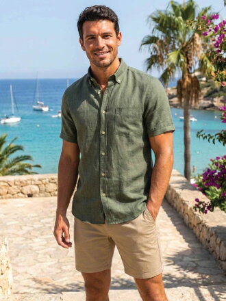 Luxusná košeľa s krátkym rukávom BUFFON ľanová