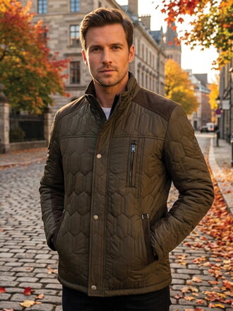 Pánska prešívaná bunda tmavozelená