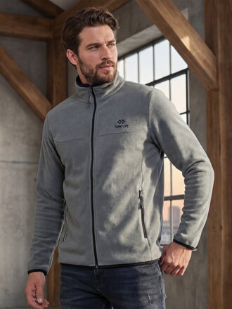 Pánska flísovaná sivá mikina na zips TOMMY LIFE 