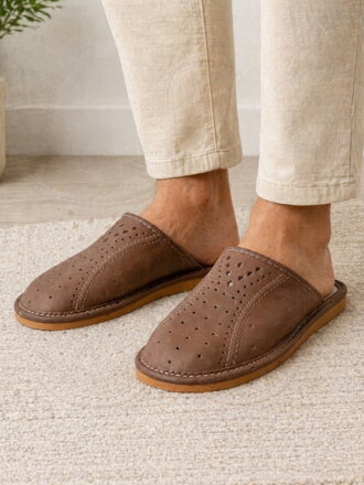 Kožené pánske papuče z pravej hovädzej kože model 23