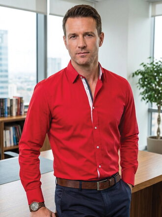 Luxusná pánska červená košeľa s bodkou 