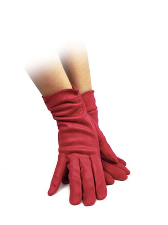 Úpletové rukavice v designu broušené kůže červené