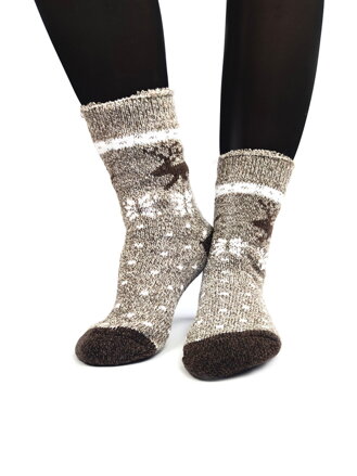 Vánoční dámské ponožky sobík šedé