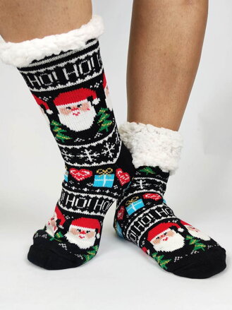 Vianočné thermo ponožky 20-01 čierne Mikuláš