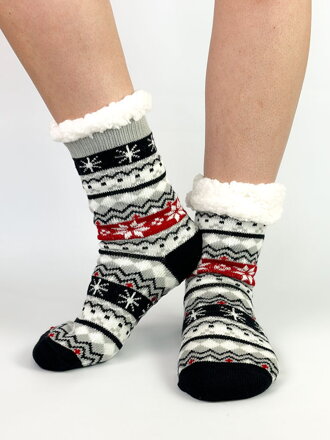 Oteplené ponožky s vianočným motívom L26031