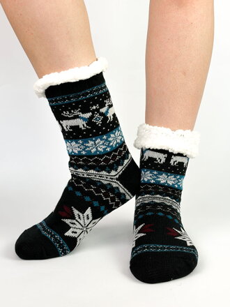 Dámske teplé ponožky v čiernej farbe L26032 sobík
