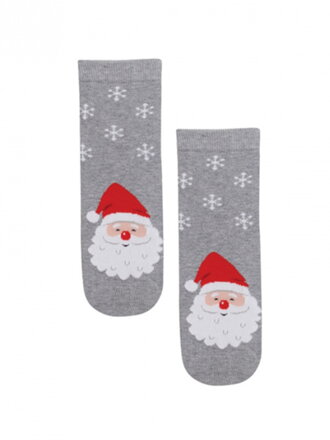 Dámske vianočné ponožky sivé s mikulášom WOLA