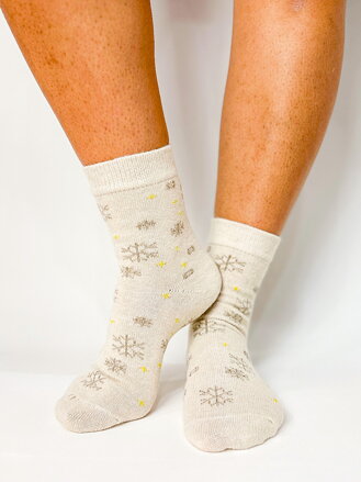Teplé termo ponožky v krémovej farbe s vločkou