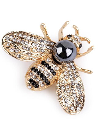 Štýlová dámska brošňa včela 360986 zlatá 