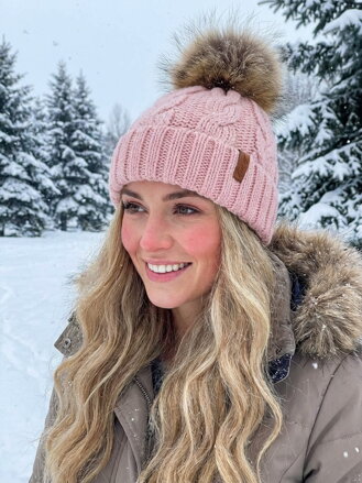 Dámska čiapka s brmbolcom Octawia ružová