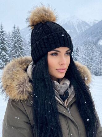 Dámska čiapka s brmbolcom Octawia čierna