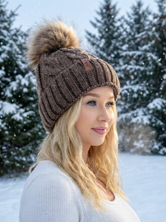 Dámska čiapka s brmbolcom Octawia čoko