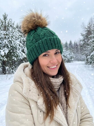 Dámska čiapka s brmbolcom Octawia zelená