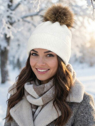 Dámska čiapka z alpaky ELL biela