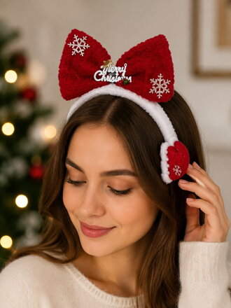 Vianočná čelenka s mašľou a ozdobou Merry Christmas 