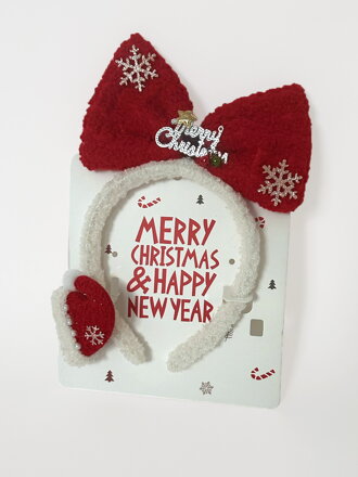 Vianočná čelenka s mašľou a ozdobou Merry Christmas 